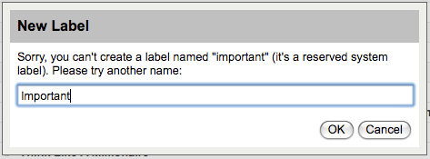 Can't create a Important Label in Gmail.